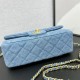 Chanel 22C Classic Flap bag Mini 20 Denim Blue Gold Ball Denim Blue Gold Hardware Lambskin Hass Factory leather 13x20x7cm