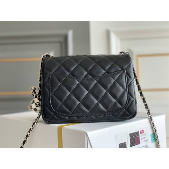 Chanel 23C Classic Flap bag Mini 18 Black and White Checkered Gold Ball Black Champagne Gold Hardware Lambskin Hass Factory leather 13x18x7cm