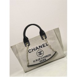 Chanel Beach Bag Beige Champagne Gold Hardware 38x32x18cm