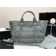 Chanel Beach Bag Light Blue Silver Hardware 38x32x18cm