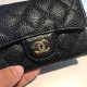 Chanel Classic Wallet Black Gold Hardware Caviar Leather Hass Factory leather 12x7cm