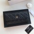 Chanel Classic Wallet Long Flat Cover 19cm Black Gold Hardware Caviar Leather Hass Factory leather 11x19x3cm