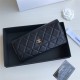 Chanel Classic Wallet Long Flat Cover 19cm Black Gold Hardware Lambskin Hass Factory leather 11x19x3cm