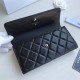 Chanel Classic Wallet Long Flat Cover 19cm Black Silver Hardware Lambskin Hass Factory leather 11x19x3cm