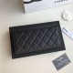 Chanel Classic Wallet Long Curved Cover 19cm Black Silver Hardware Caviar Leather Hass Factory leather 11x19x3cm