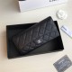 Chanel Classic Wallet Long Curved Cover 19cm Black Silver Hardware Caviar Leather Hass Factory leather 11x19x3cm