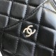 Chanel Classic Wallet Vertical Zipper 19cm Black Silver Hardware Lambskin Hass Factory leather 20x10x3cm