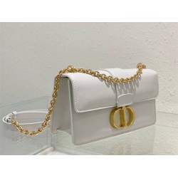 Dior 30 Montaigne East-West Small 21.5 White Smooth Calfskin Small Style Model: 9011S Size: 21.5 x 12 x 6 cm