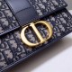 Dior 30 Montaigne Montaigne Chain Bag Medium 24 Classic Blue Oblique Model 9011 Size 25x15x8cm