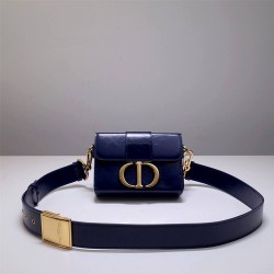 Dior 30 Montaigne MiniBox 17.5cm Black Clasp Black Matte Palm Grain Calfskin Model: 9008S Size: 17.5 x 11.5 x 5 cm