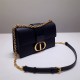 Dior 30 Montaigne Chain Bag, Medium 25, Black Grained Calfskin, Hardware: Black, Model 9011, Size: 25x15x8cm