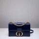 Dior 30 Montaigne Chain Bag, Medium 25, Black Smooth Calfskin, Hardware: Black, Model 9011, Size: 25x15x8cm