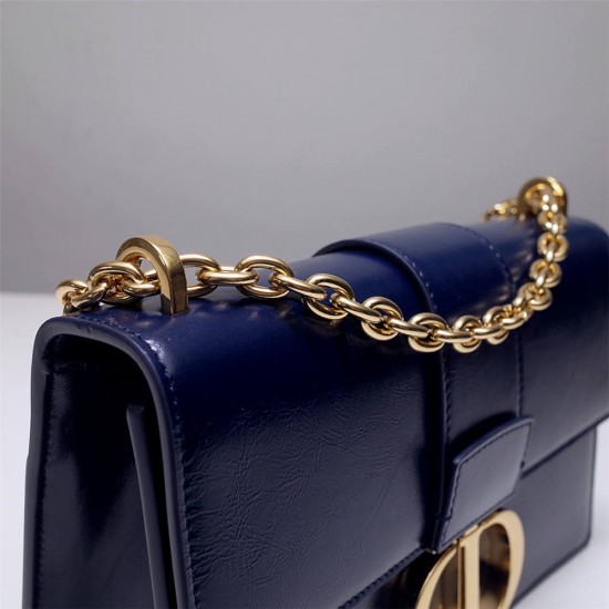 Dior 30 Montaigne Chain Bag, Medium 25, Black Smooth Calfskin, Hardware: Black, Model 9011, Size: 25x15x8cm