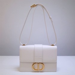 Dior 30 Montaigne Bag, Medium 24, White with Gold Hardware, Calfskin, Model 9006, Size: 24x17x8cm