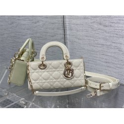 Lady Dior Dioramour Bag, paint leather, Small 22, White with Gold Hardware, Size: 22x6x12cm