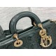 Lady Dior Dioramour Bag, paint leather, Medium 26, Dark green with Gold Hardware, Size: 26x6x14cm