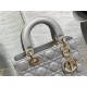 Lady Dior Bag, Grey Lambskin, Champagne Gold Hardware, Small   Four Blocks   20, Size: 20cm