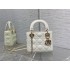 Lady Dior Mini Bag, 17, White Lambskin, Champagne Gold Hardware, Size: 17cm