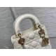 Lady Dior Mini Bag, 17, White Lambskin, Champagne Gold Hardware, Size: 17cm