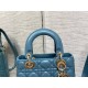 Lady Dior Small Bag, 20, Blue Lambskin, Champagne Gold Hardware, Size: 20cm