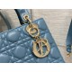 Lady Dior Small Bag, 20, Blue Lambskin, Champagne Gold Hardware, Size: 20cm