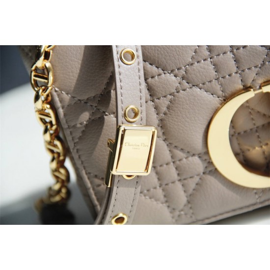 Dior Caro Chain Bag, Deep Pink, Gold Hardware, Calfskin, Small 20, Size: 20x12x7cm