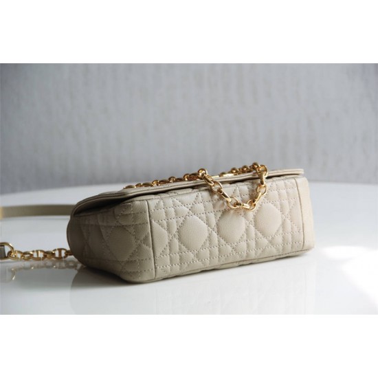 Dior Caro Chain Bag, Apricot, Gold Hardware, Calfskin, Small 20, Size: 20x12x7cm