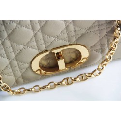 Dior Caro Chain Bag, Apricot, Gold Hardware, Calfskin, Medium 25, Size: 25.5x15.5x8cm