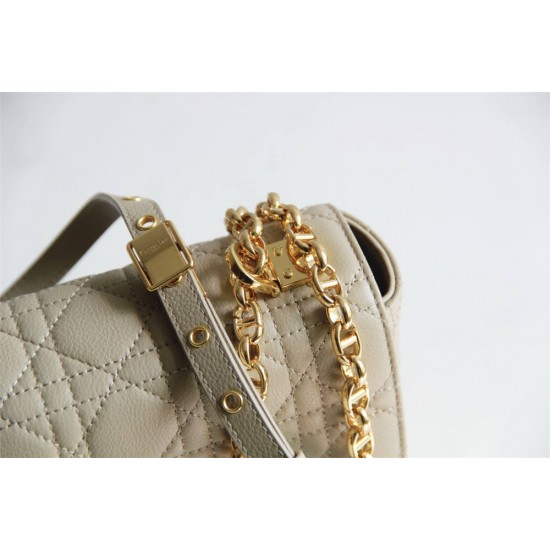 Dior Caro Chain Bag, Apricot, Gold Hardware, Calfskin, Medium 25, Size: 25.5x15.5x8cm