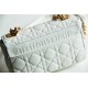 Dior Caro Chain Bag, White, Gold Hardware, Calfskin, Small 20, Size: 20x12x7cm