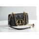 Dior Caro Chain Bag, Black, Gold Hardware, Calfskin, Small 20, Size: 20x12x7cm