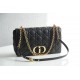 Dior Caro Chain Bag, Black, Gold Hardware, Calfskin, Medium 25, Size: 25.5x15.5x8cm