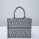 Dior Book Tote, Classic Grey Oblique Embroidery, Small 26, Size: 26.5x21x14cm