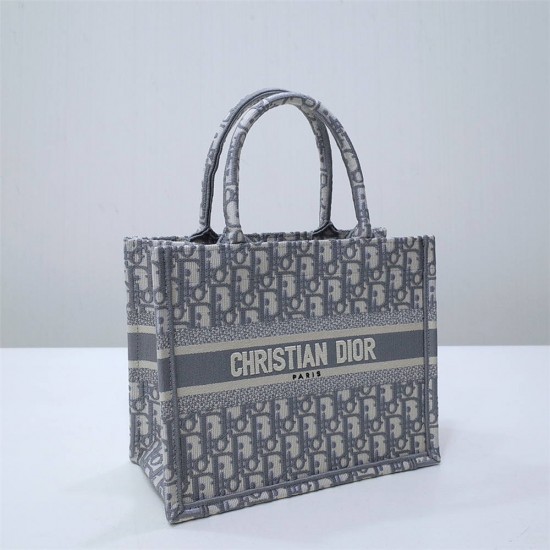 Dior Book Tote, Classic Grey Oblique Embroidery, Medium 36, Size: 36x27x16cm