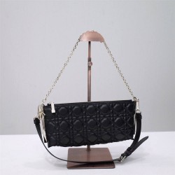 Dior 2023 New Bag, Black Lambskin, Chain Strap, Model 2306, Size: 27x12x5cm