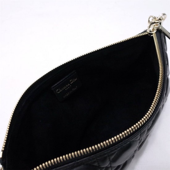 Dior 2023 New Bag, Black Lambskin, Chain Strap, Model 2306, Size: 27x12x5cm