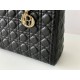 Lady Dior Bag, 7-Compartment, Black Lambskin, Gold Hardware, Sheepskin Material, Size: 32x25x11cm