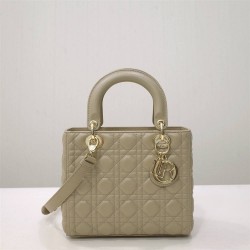 Lady Dior 5-Compartment Bag, 24, Apricot Lambskin, Champagne Gold Hardware, Size: 24x20x11cm