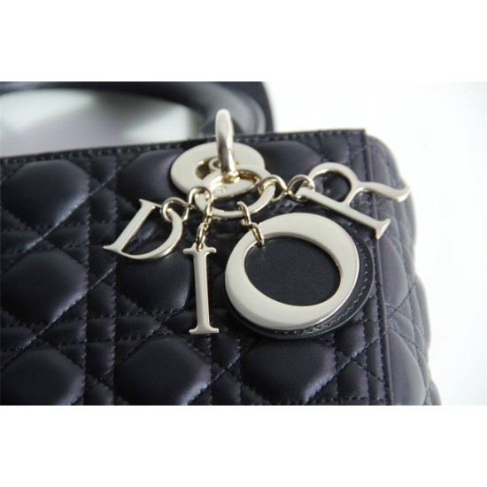 Lady Dior 5-Compartment Bag, 24, Black Lambskin, Champagne Gold Hardware, Size: 24x20x11cm