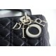 Lady Dior 5-Compartment Bag, 24, Black Lambskin, Champagne Gold Hardware, Size: 24x20x11cm