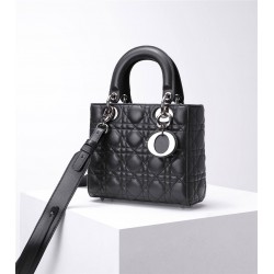 Lady Dior 4-Compartment Bag, 20, Black Lambskin, Silver Hardware, Gold Hardware, Model: 8878, Size: 20x16.5x8cm