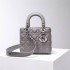 Lady Dior Four Blocks 20 (Style: 8878) Lambskin, Gray, Silver Hardware, Size: 20x16.5x8cm