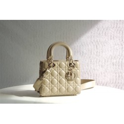 Lady Dior Four Blocks 20 (Style: 8878) Lambskin, Apricot, Enamel Hardware, Size: 20x16.5x8cm