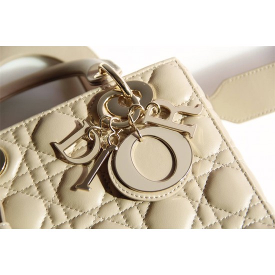 Lady Dior Four Blocks 20 (Style: 8878) Lambskin, Apricot, Enamel Hardware, Size: 20x16.5x8cm