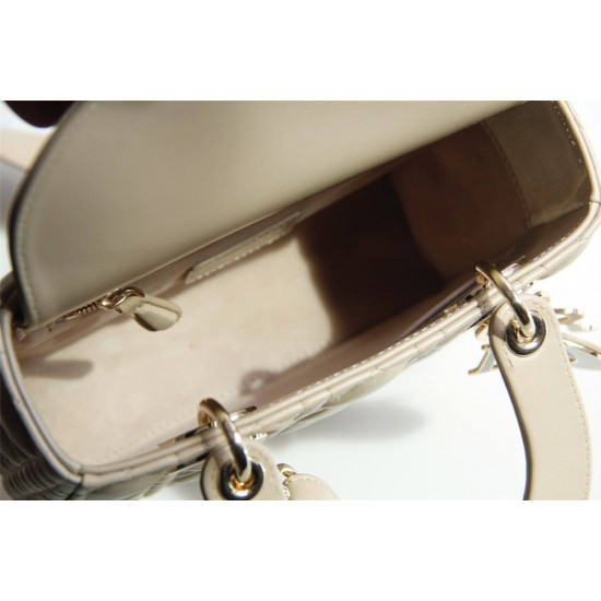 Lady Dior Four Blocks 20 (Style: 8878) Lambskin, Apricot, Enamel Hardware, Size: 20x16.5x8cm