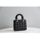 Lady Dior Four Blocks 20 (Style: 8878) Lambskin, Black, Enamel Hardware, Size: 20x16.5x8cm