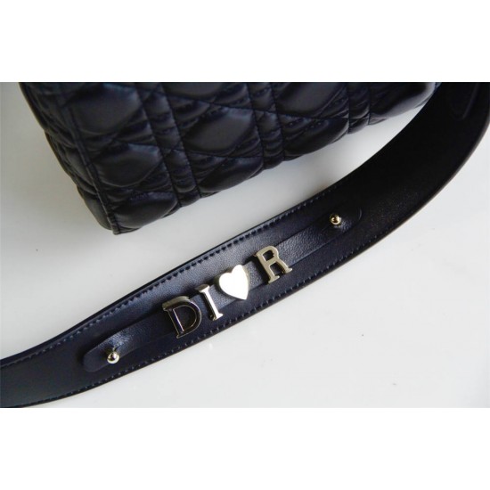 Lady Dior Four Blocks 20 (Style: 8878) Lambskin, Black, Enamel Hardware, Size: 20x16.5x8cm