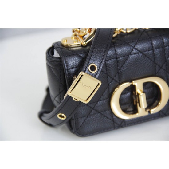 Dior Caro 2023 Micro Mini (Style: 2023 Mini) Soft Calfskin, Black, Gold Hardware, Size: 13x8x4cm