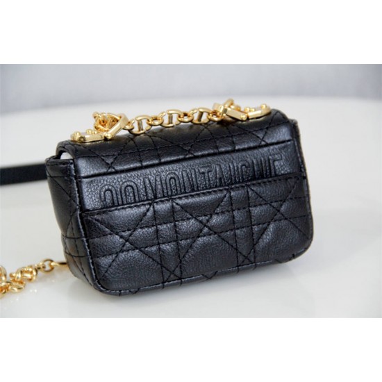 Dior Caro 2023 Micro Mini (Style: 2023 Mini) Soft Calfskin, Black, Gold Hardware, Size: 13x8x4cm