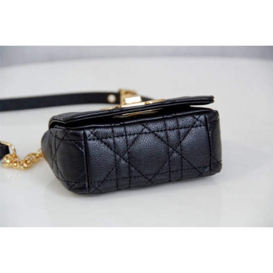 Dior Caro 2023 Micro Mini (Style: 2023 Mini) Soft Calfskin, Black, Gold Hardware, Size: 13x8x4cm